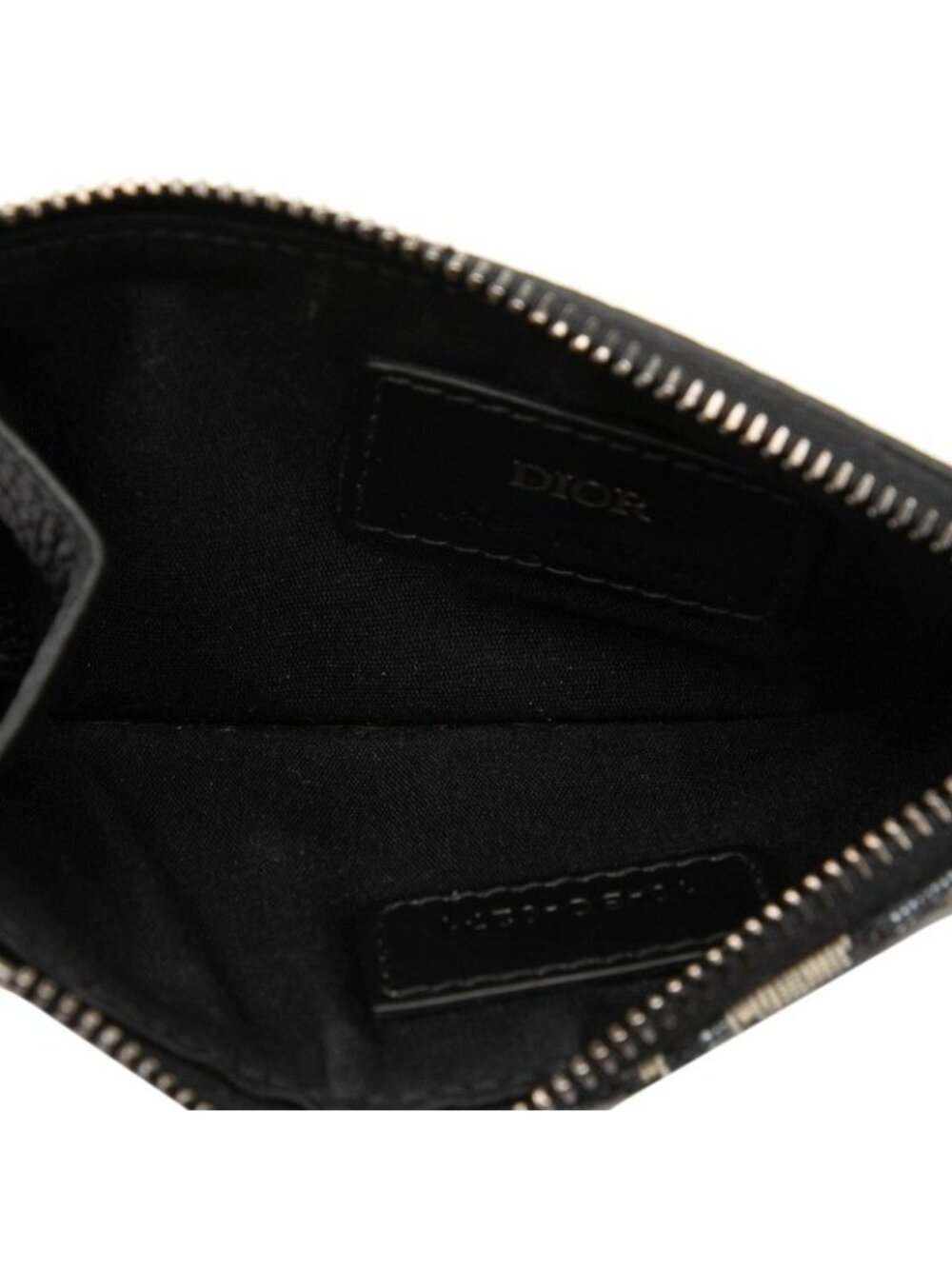 Dior Oblique Zip Card Holder Coin Case Fragment Beige Navy Jacquard - Picture 4 of 6